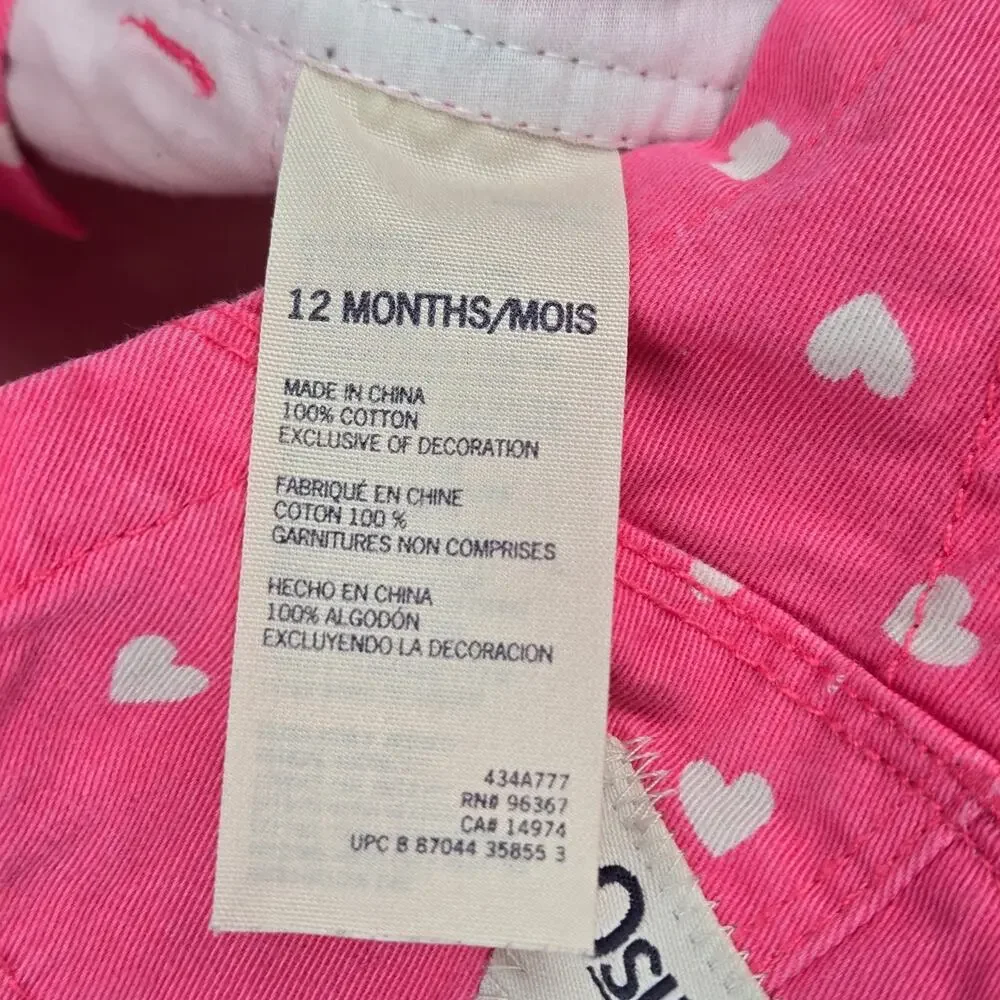 OshKosh Bgosh Pink Heart Overalls & Carters Gray Heart Hoodie Track Pants Set
